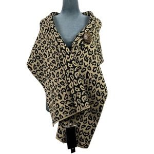New Katie Todd Womens Shawl Scarf Wrap 68” X 16” Leopard Print Reversible